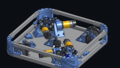 Ball-Drive chassis: four ball modules in a blue frame engraved 17253 Tritonics